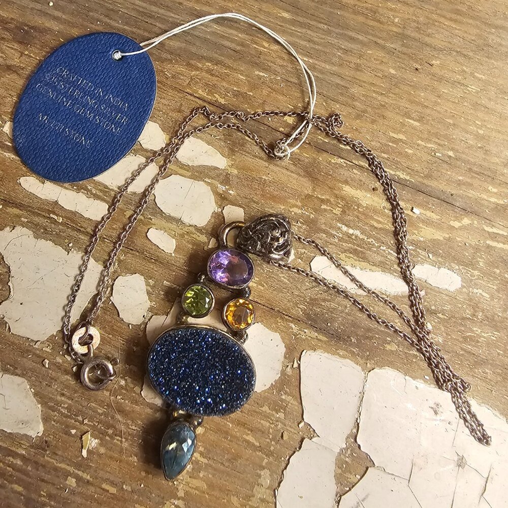 Sterling silver necklace and pendant - Picture 6 of 8